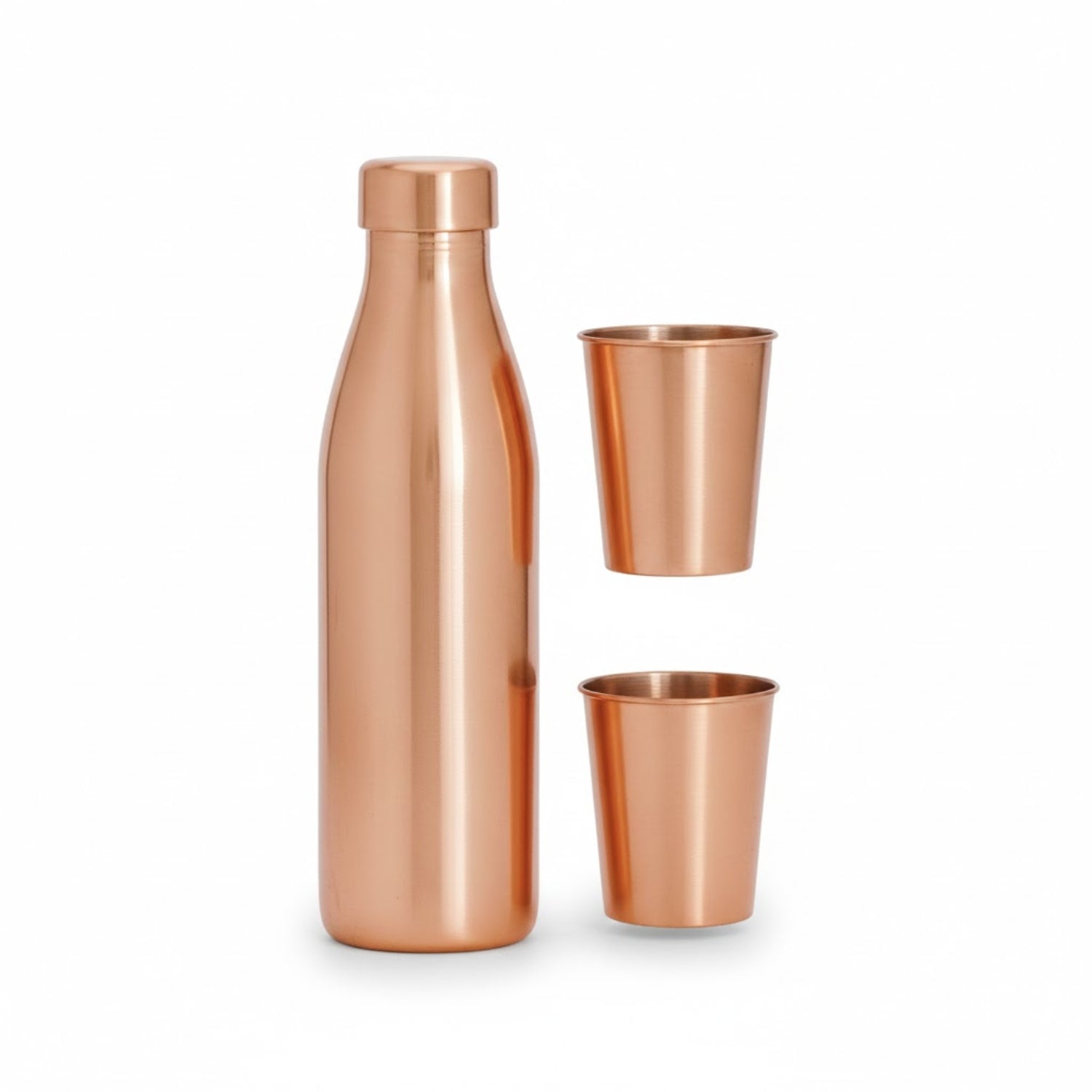 Premium Copper Bottle & Glass Celebration Gift Pack (800 ML Bottle + 2 Glasses)