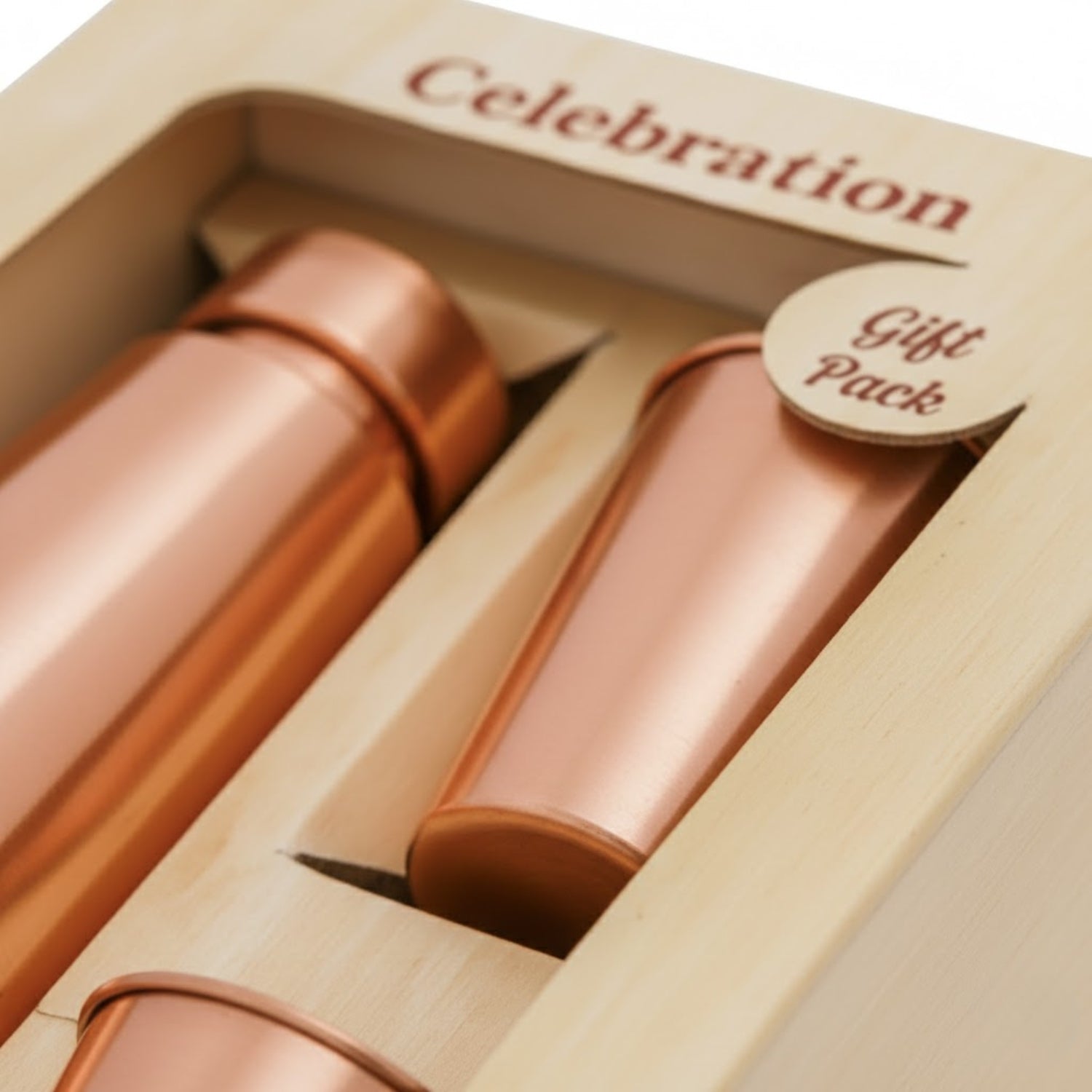 Premium Copper Bottle & Glass Celebration Gift Pack (800 ML Bottle + 2 Glasses)