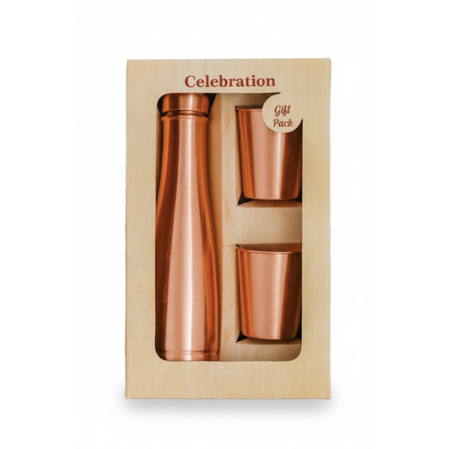 Pure Copper Celebration Gift Set – 700 ml Bottle with 2 Glasses