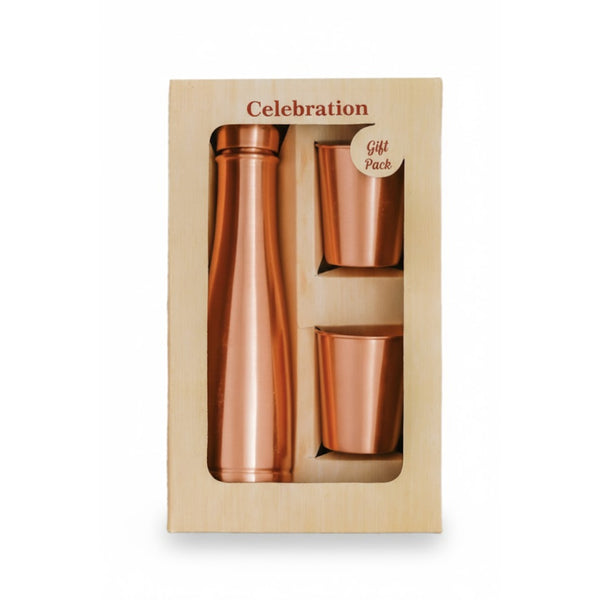 Pure Copper Celebration Gift Set – 700 ml Bottle with 2 Glasses