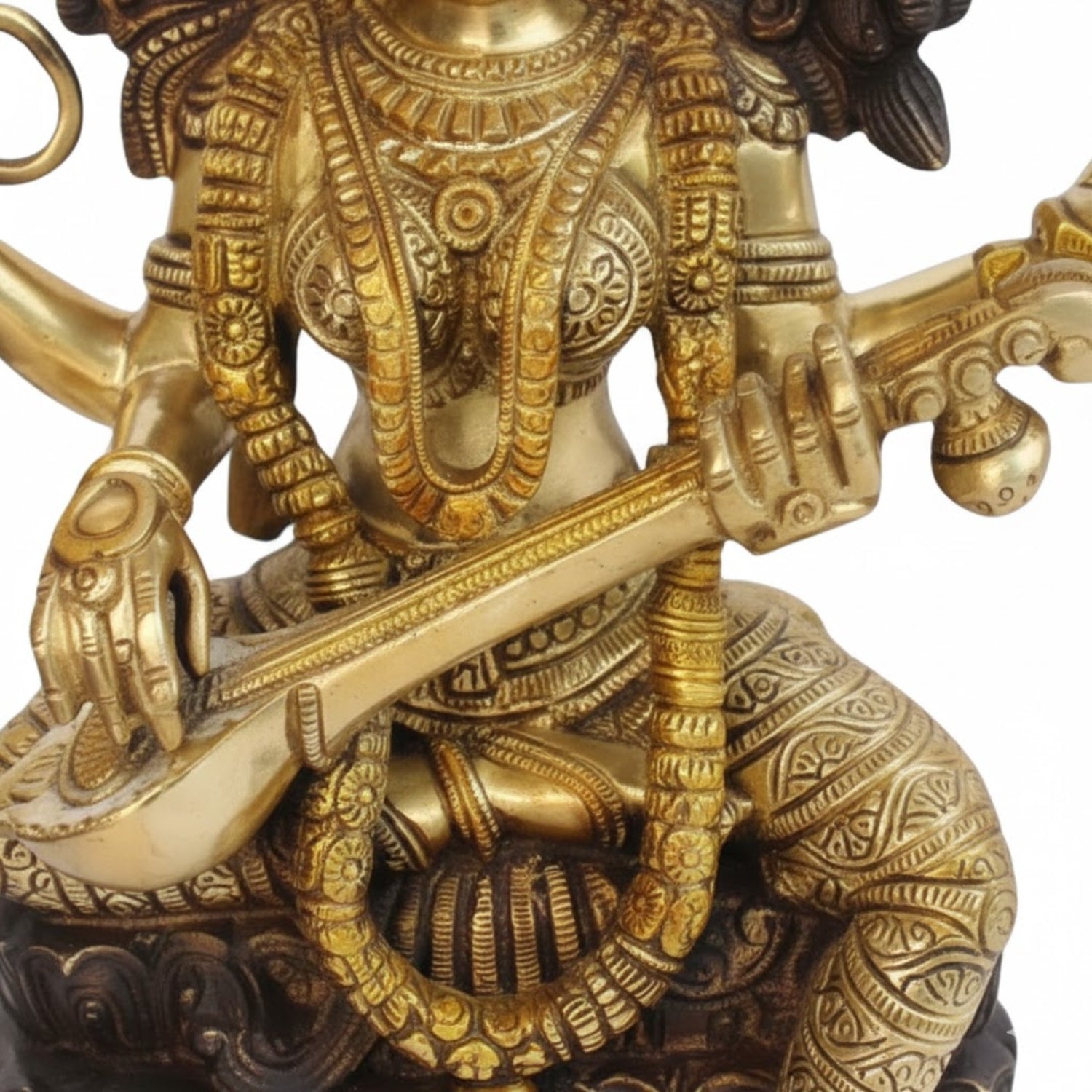 Handcrafted Pure Brass Goddess Saraswati Idol 15 Inch | Premium Saraswati Murti for Pooja & Study Room