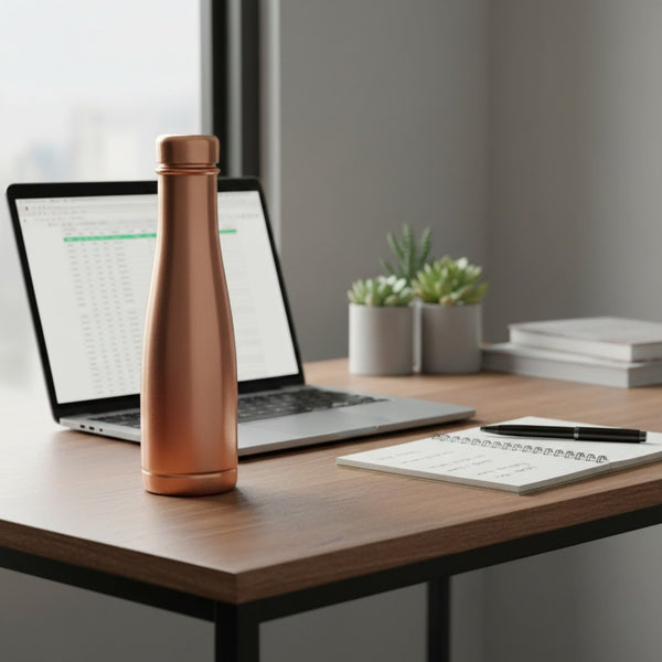 Pure Copper Water Bottle 700 ML | Slim Design | 99% Copper Ayurvedic Bottle