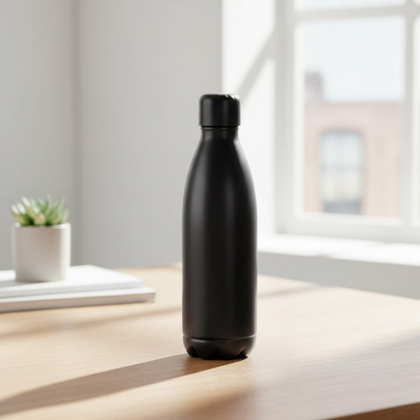 Shilpveda Matte Black Pure Copper Water Bottle – 1 Litre