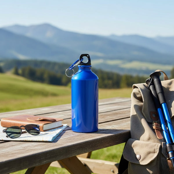 Gloss Finish Aluminium Water Bottle with Carabiner – 500 ML