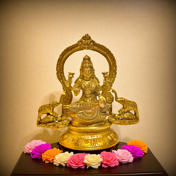 Sacred Brass Lakshmi Idol for Pooja Decor