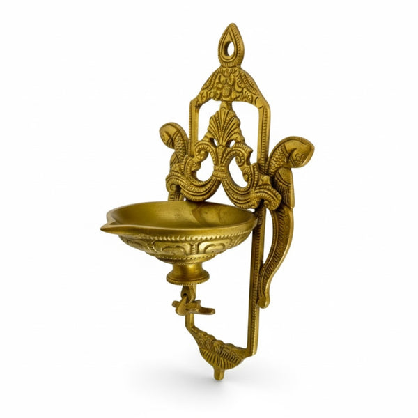 Brass Wall Hanging Parrot Deepam – Traditional Spiritual Décor