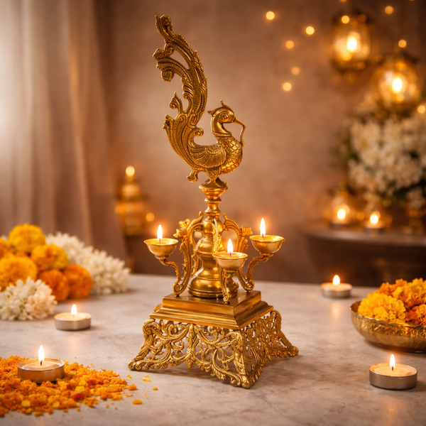 Traditional Mayur Diya for Home Temple & Festive Decor