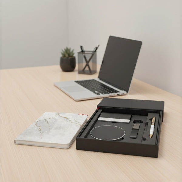 Premium Corporate Gift Set with Notebook & Wireless Charger