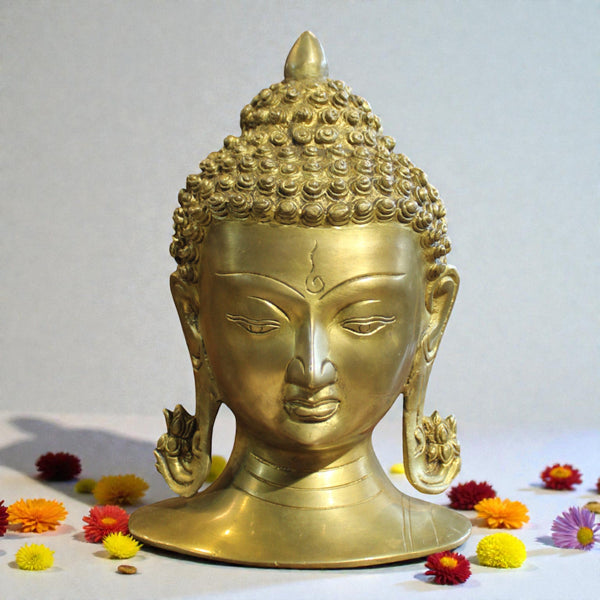 Premium Brass Buddha Head Statue for Meditation & Zen Decor