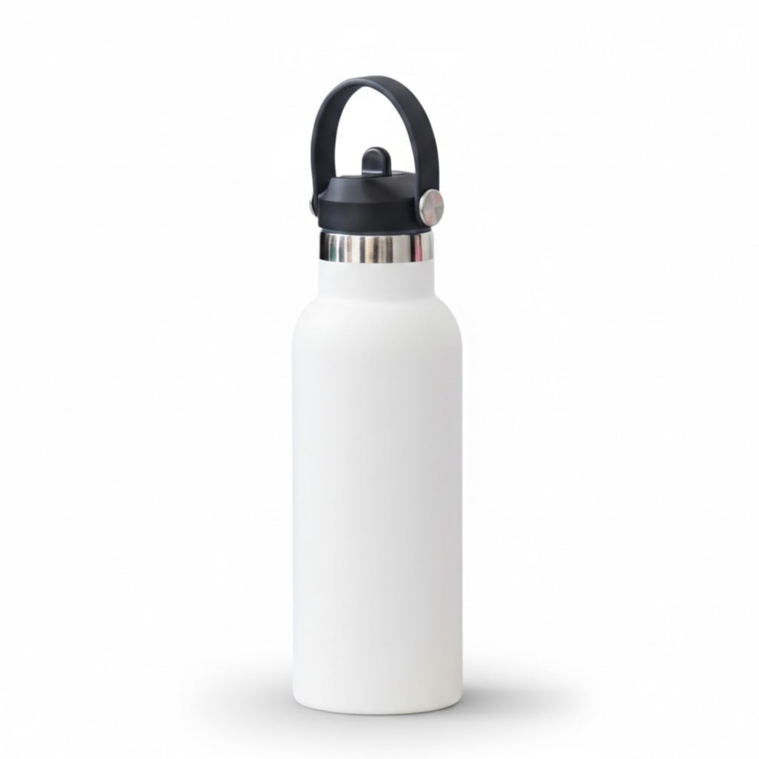 White insulated stainless steel vacuum bottle 500 ml for hot and cold drinks